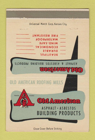 Matchbook Cover - Old American Asphalt Asbestos 40 Strike