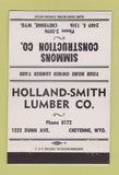 Matchbook Cover - Simmons Construction Holland Lumber Cheyenne WY 40 Strike