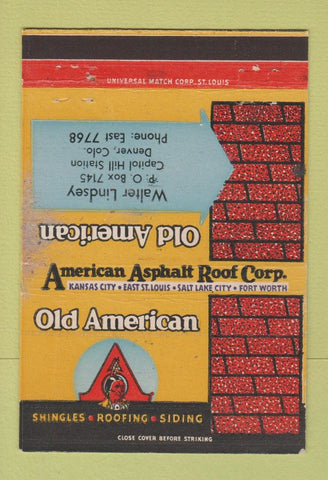 Matchbook Cover - American Asphalt Roof Corp WORN 40 Strike