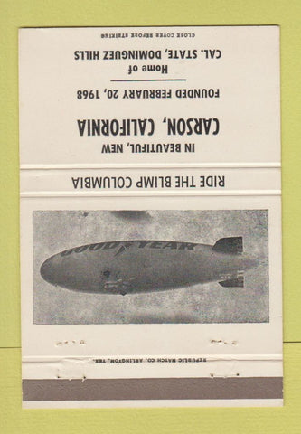 Matchbook Cover - Goodyear Blimp Carson CA Dominguez Hills 40 Strike
