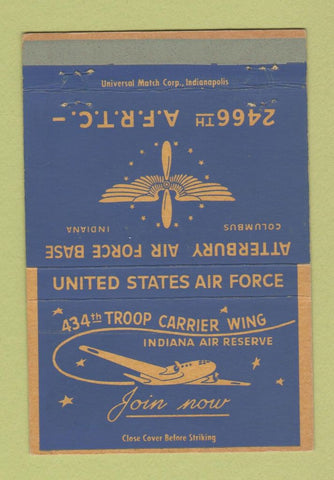 Matchbook Cover - 434th Troop Carrier Wing Atterbury AFB Columbus IN 40 Strike