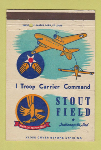 Matchbook Cover - Stout Field Indianapolis IN military WEAR 40 Strike