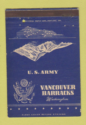 Matchbook Cover - US Army Vancouver Barracks WA postcard 40 Strike