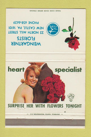 Matchbook Cover - Weingartner Florists Flowers New Castle PA 40 Strike