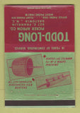 Matchbook Cover - Todd Long Picker Apron Gastonia NC WEAR 40 Strike