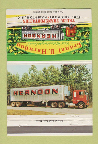 Matchbook Cover - Herndon Trucking Hampton SC 40 Strike