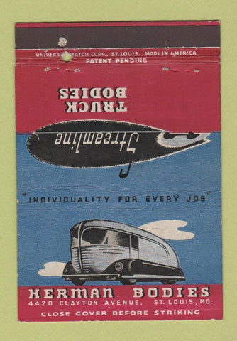 Matchbook Cover - German Bodies St Louis MO truck deco WEAR 40 Strike