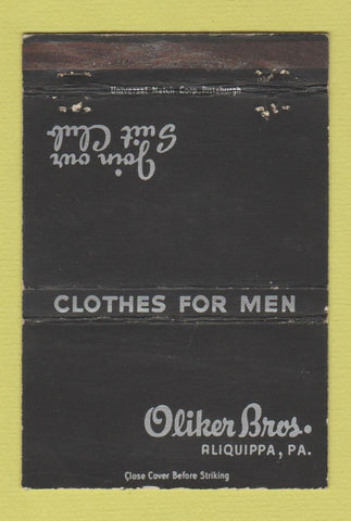 Matchbook Cover - Oliker Bros Aliquippa PA Men's Clothes WEAR 40 Strike