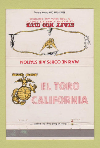 Matchbook Cover - Staff NCO Club Marines El Toro CA Santa Ana 40 Strike