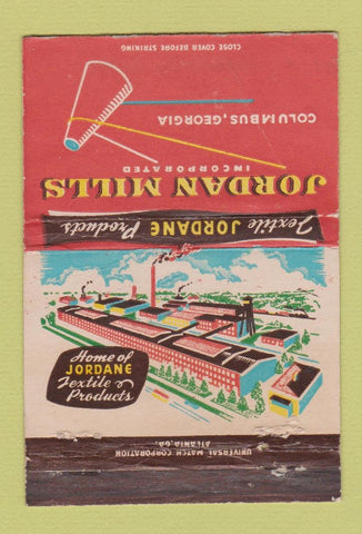 Matchbook Cover - Jordan Mills Textile Products Columbus GA WEAR 40 Strike