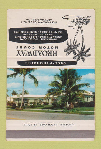 Matchbook Cover - Broadway Motor Court West Palm Beach FL 40 Strike