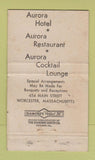Matchbook Cover - Aurora Hotel Worcester MA girlie WEAR 36 Strike