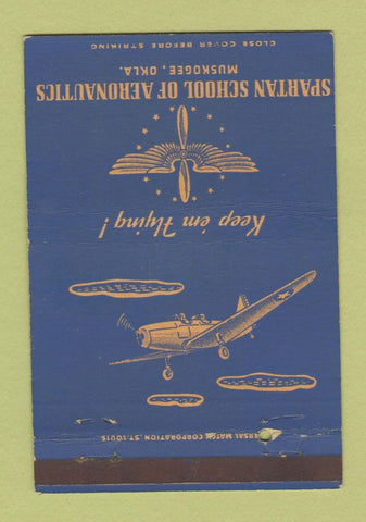 Matchbook Cover - Spartan School Aeronautics Muskogee OK WWII 40 Strike