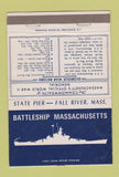 Matchbook Cover - Battleship Massachusetts Fall River MA military 40 Strike