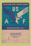 Matchbook Cover - Bolling Air Force Base Washington DC  40 Strike