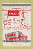 Matchbook Cover - Dubrey Trucking Shrewsbury MA WEAR 40 Strike