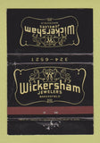 Matchbook Cover - Wickersham Jewelry Bakersfield CA BLACK WEAR 40 Strike
