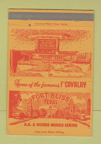 Matchbook Cover - Fort Bliss TX Military PX WEAR 40 Strike