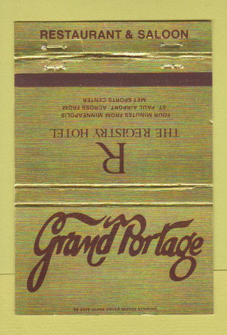 Matchbook Cover - Grand Portage Restaurant Registry Hotel St Paul MN 40 Strike
