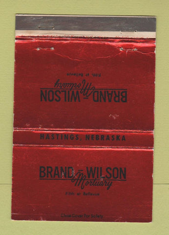 Matchbook Cover - Brand Wilson Mortuary Hastings NE RED 40 Strike