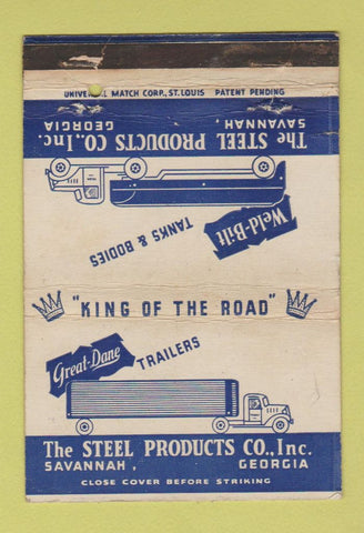 Matchbook Cover - Great Dane Trailers Savannah GA trucking WORN 40 Strike