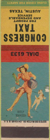 Matchbook Cover - Congress Taxi Austin TX pinup Pearl Harbor Tony's Tavern