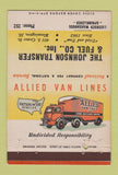 Matchbook Cover - Johnson Transfer Trucking Bloomington IL Allied Van 40 Strike