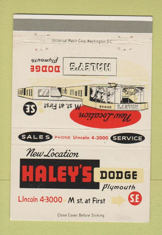 Matchbook Cover - Haley's Dodge Plymouth Washington DC 40 Strike