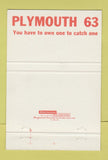 Matchbook Cover - 1963 Plymouth 40 Strike