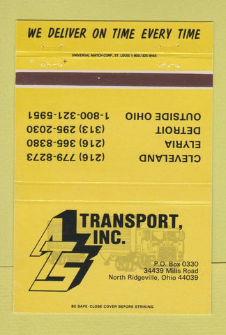Matchbook Cover - ATS Transport Trucking North Ridgeville OH 40 Strike