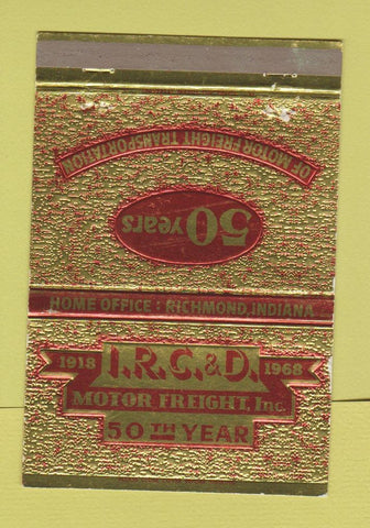 Matchbook Cover - IRC&D Trucking Richmond IN 1968 40 Strike