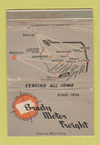 Matchbook Cover - Brady Motor Freight Trucking IA WORN 40 Strike