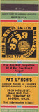 Matchbook Cover - Pat Lynch's Restaurant Boston MA yellow orange