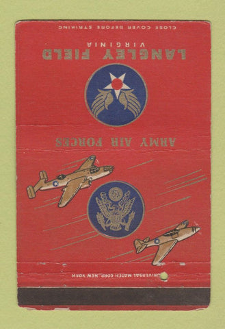Matchbook Cover - Langley Field VA Army Air Forces postcard WORN 40 Strike