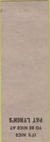 Matchbook Cover - Pat Lynch's Restaurant Boston MA orange blue