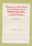 Matchbook Cover Boston Half Shell Restaurant Los Angeles CA Christmas 40 Strike