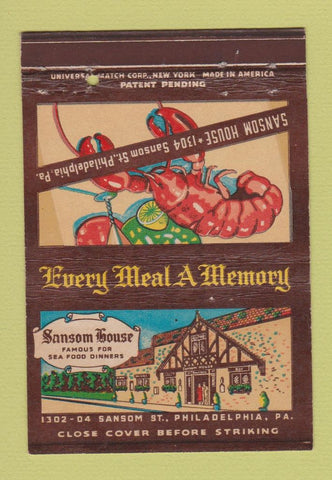 Matchbook Cover - Sansom House Philadelphia PA 40 Strike