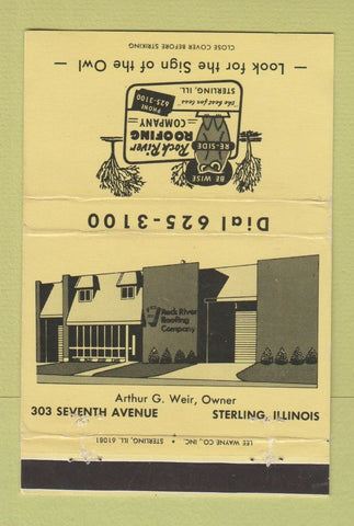 Matchbook Cover - Rock River Roofing Sterling IL 40 Strike