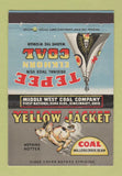 Matchbook Cover - Yellow Jacket Jepee Coal Cincinnati OH Middle West 40 Strike
