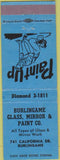 Matchbook Cover - Burlingame Glass Mirror Paint CA blue