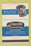 Matchbook Cover - Lincoln Savings Bank Brooklyn NY Top Hat 40 Strike