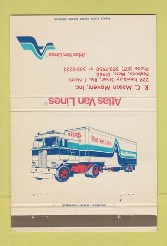 Matchbook Cover - Atlas Van Lines Trucking Peabody MA 40 Strike
