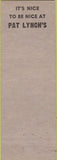 Matchbook Cover - Pat Lynch's Restaurant Boston MA pink green