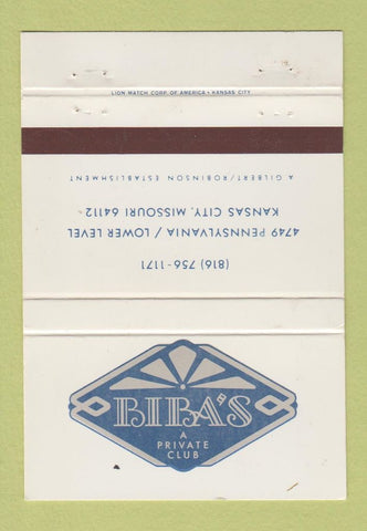 Matchbook Cover - Bira's Club Kansas City MO WEAR 40 Strike