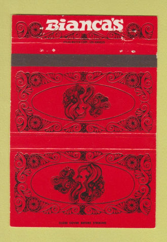 Matchbook Cover - Bianca's Restaurant Marina Del Rey CA girlie 40 Strike