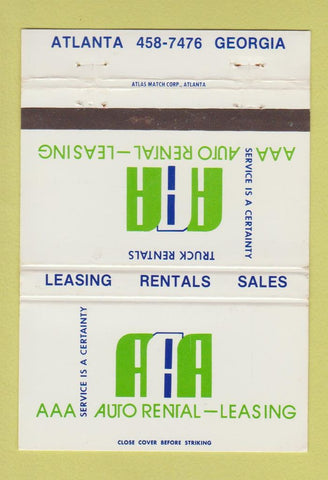 Matchbook Cover - AAA Auto Truck Rentals Atlanta GA WEAR 40 Strike