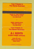 Matchbook Cover - A1 Rentals Indio CA WEAR 40 Strike
