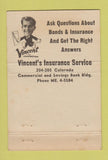 Matchbook Cover - Vincent's Insurance Bonds Colorado Springs? 40 Strike
