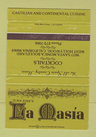 Matchbook Cover - Juan Jose's La Masia Hollywood CA WEAR 40 Strike