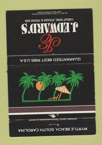 Matchbook Cover - JE Edward's Restaurant Myrtle Beach SC WEAR 40 Strike